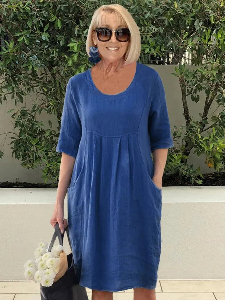 Maëlle™ | Relaxed Solid Colour Midi Tunic Dress