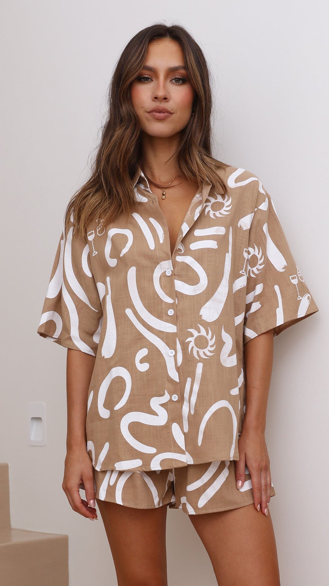 Kirra | Collared Cotton Two-Piece Set