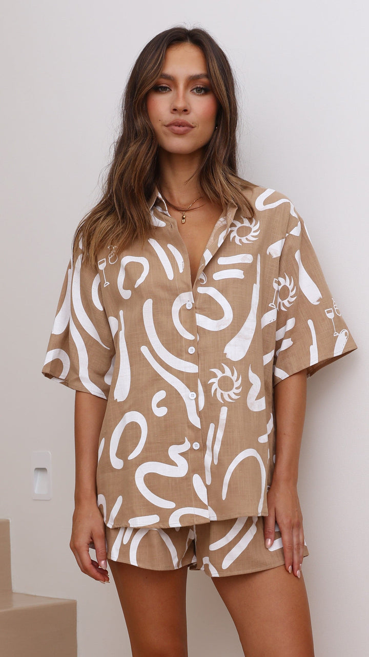 Kirra | Collared Cotton Two-Piece Set