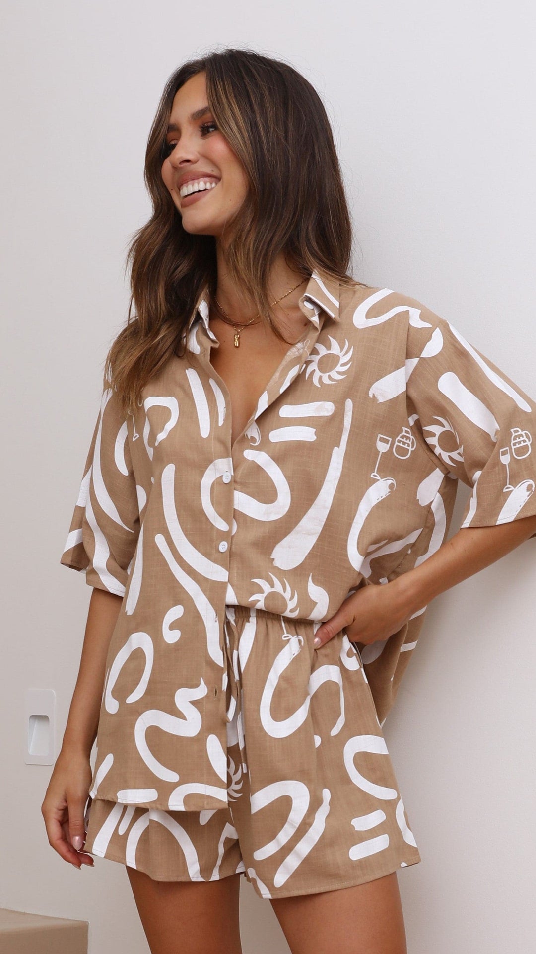 Kirra | Collared Cotton Two-Piece Set