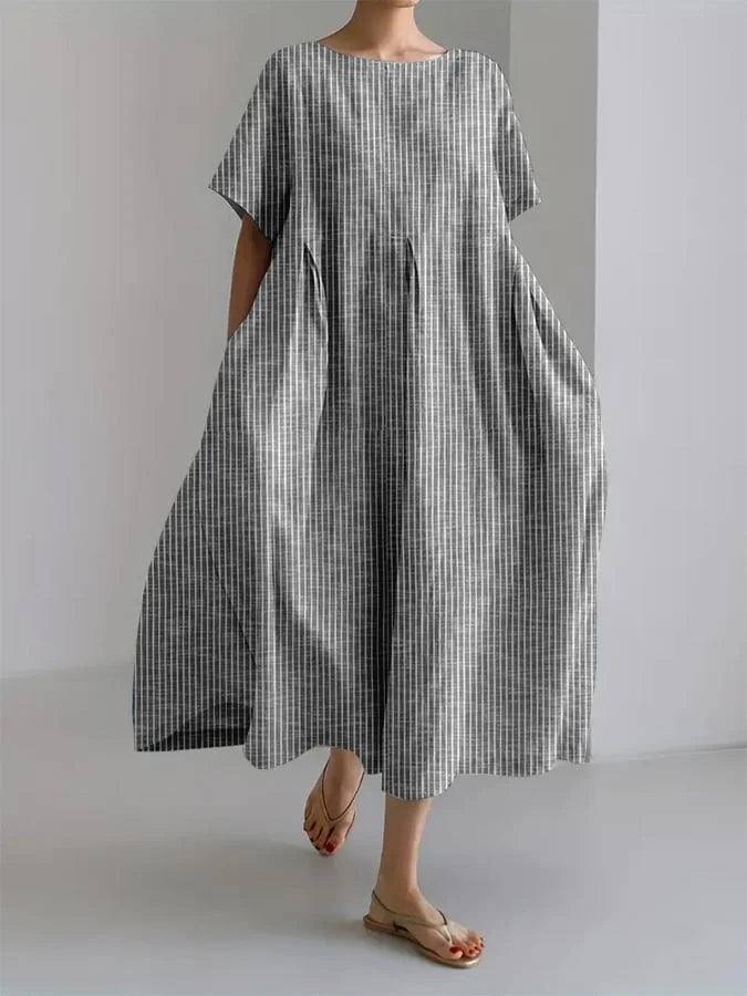 Isabella's Flow Dress – Effortless Elegance with Bold Striped Art