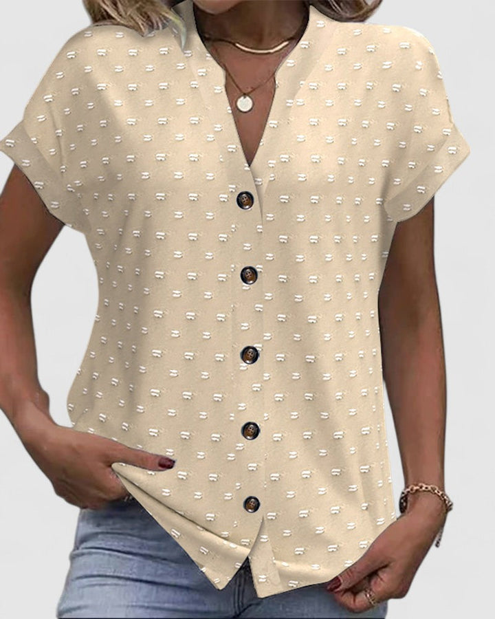 Janela | Button Down V-Neck Shirt
