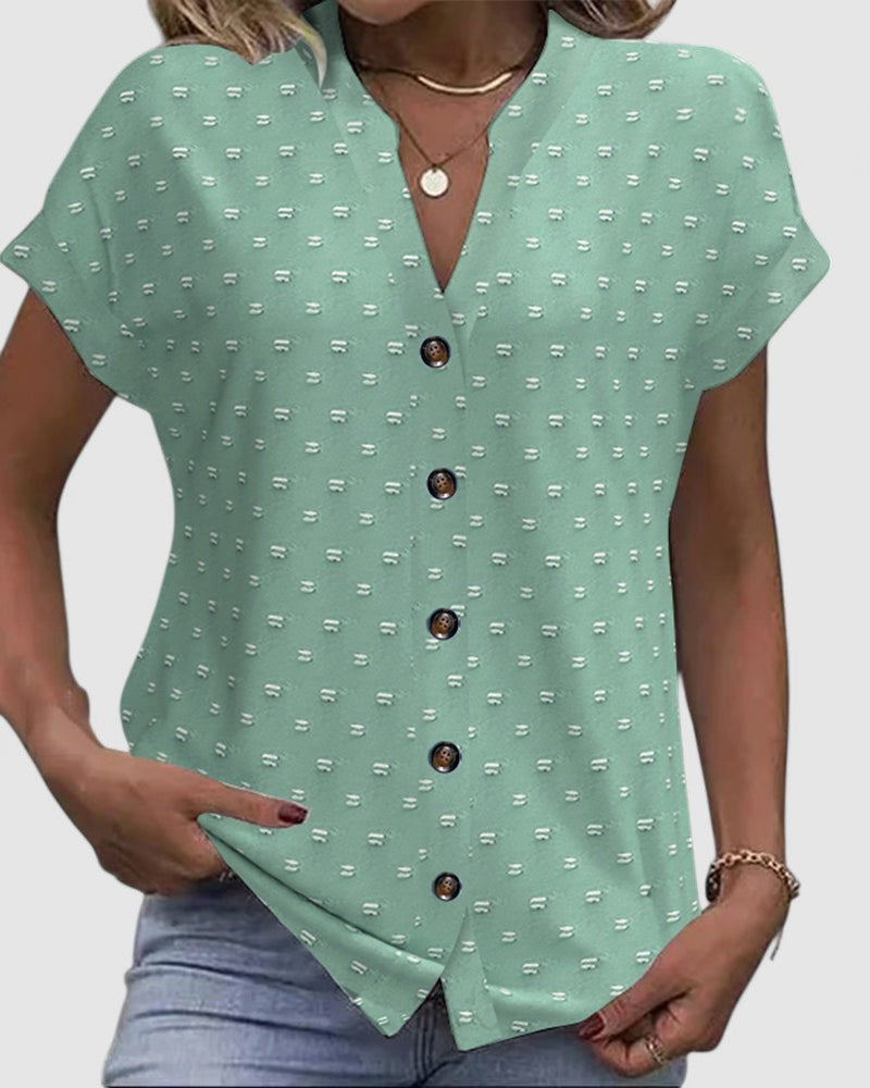 Janela | Button Down V-Neck Shirt