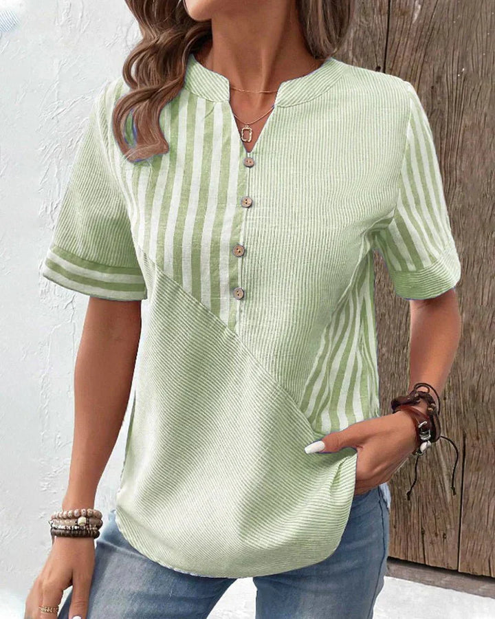 Jazzlyn | Striped Button-Up Blouse