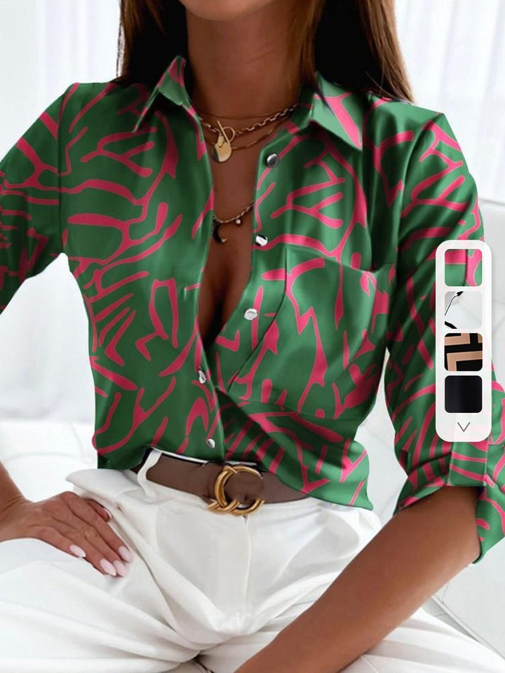 Cessie | Long Sleeve V-Neck Blouse