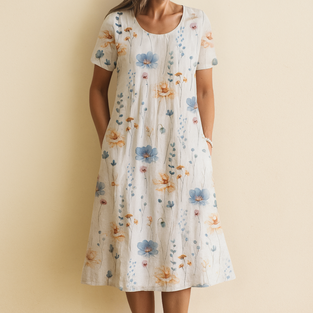 Celeste™ | Elegant Floral V-Neck Midi Dress
