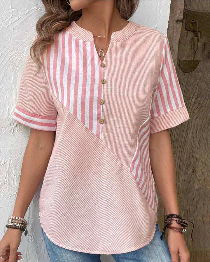 Jazzlyn | Striped Button-Up Blouse