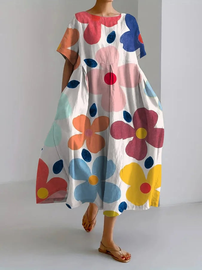 Zoey's Flow Dress – Effortless Elegance with Bold Floral Art