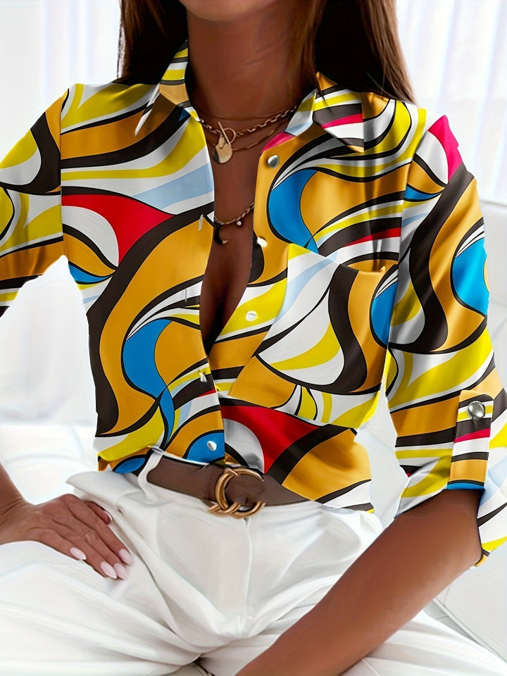 Cessie | Long Sleeve V-Neck Blouse