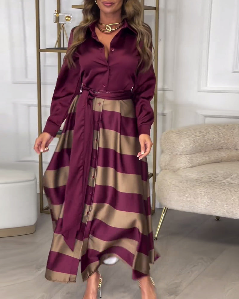 Rochie | Elegant Striped Maxi Dress
