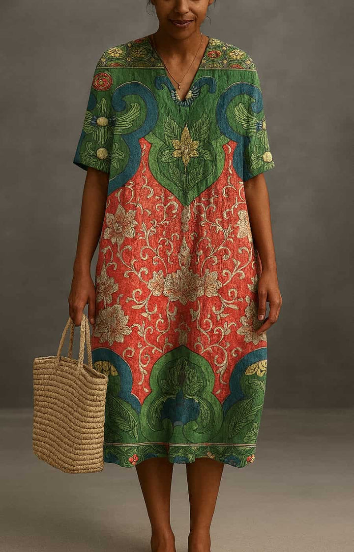 Aurora™ | Elegant Print Midi Dress