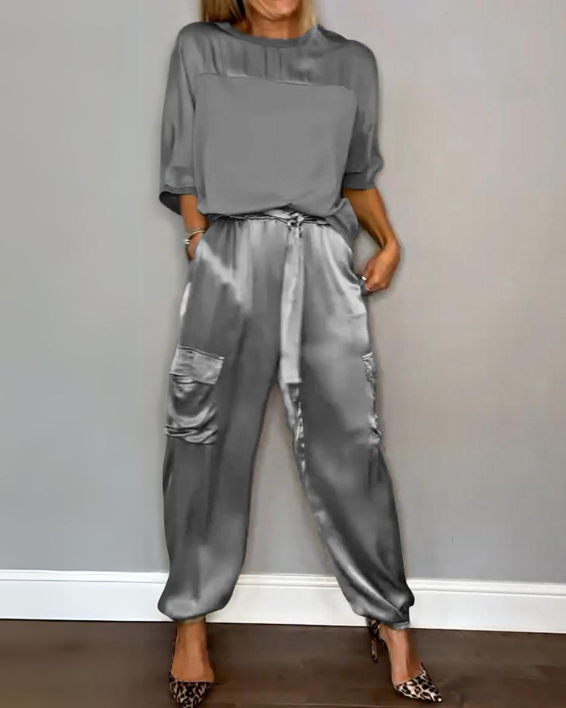 Hailey | Satin Half-Sleeve Set – Enhance Your Natural Beauty