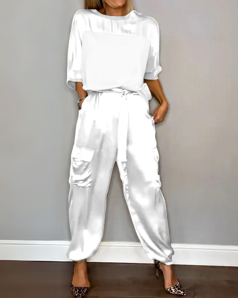 Hailey | Satin Half-Sleeve Set – Enhance Your Natural Beauty