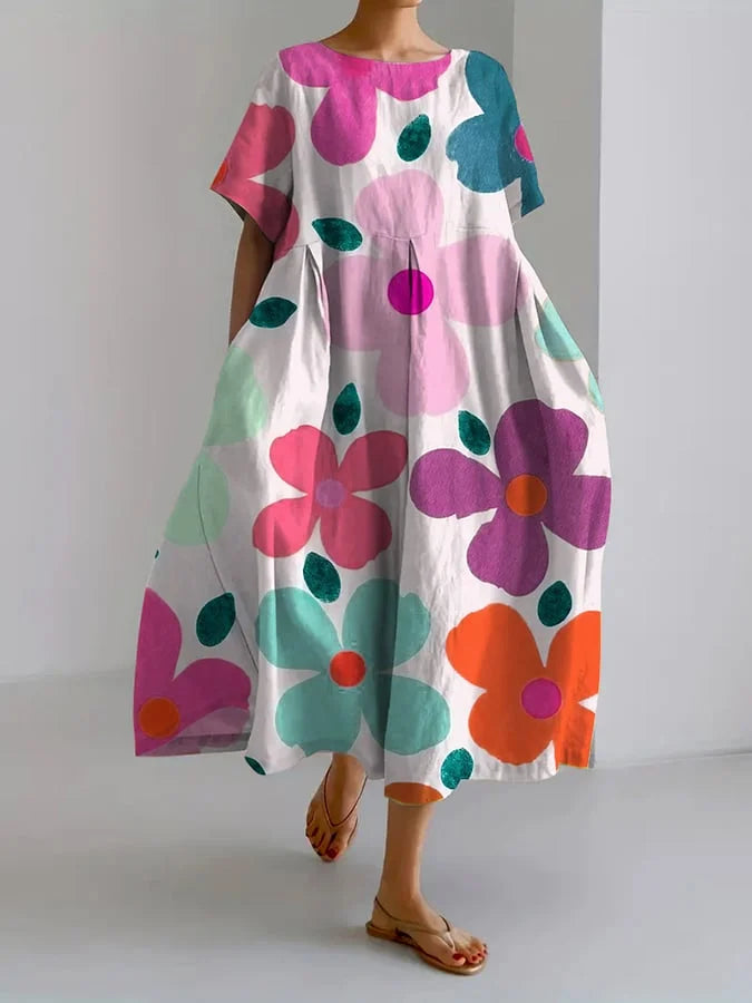Zoey's Flow Dress – Effortless Elegance with Bold Floral Art