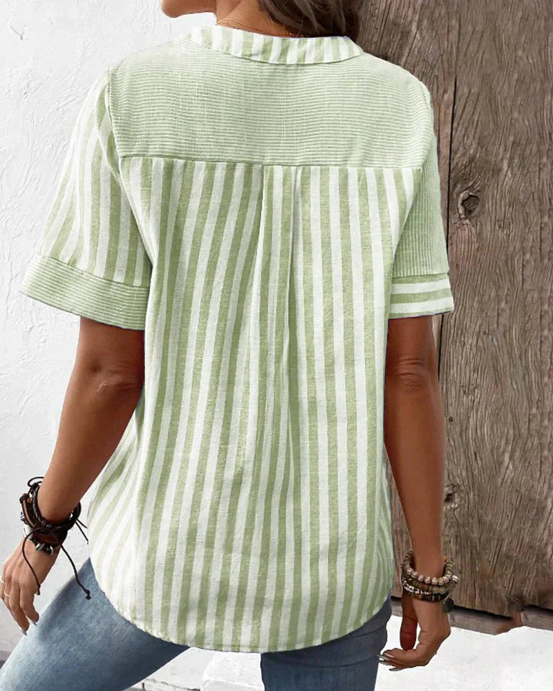 Jazzlyn | Striped Button-Up Blouse