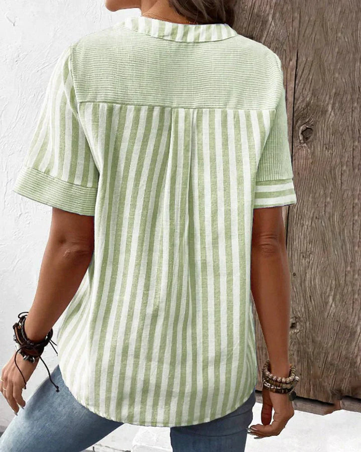 Jazzlyn | Striped Button-Up Blouse