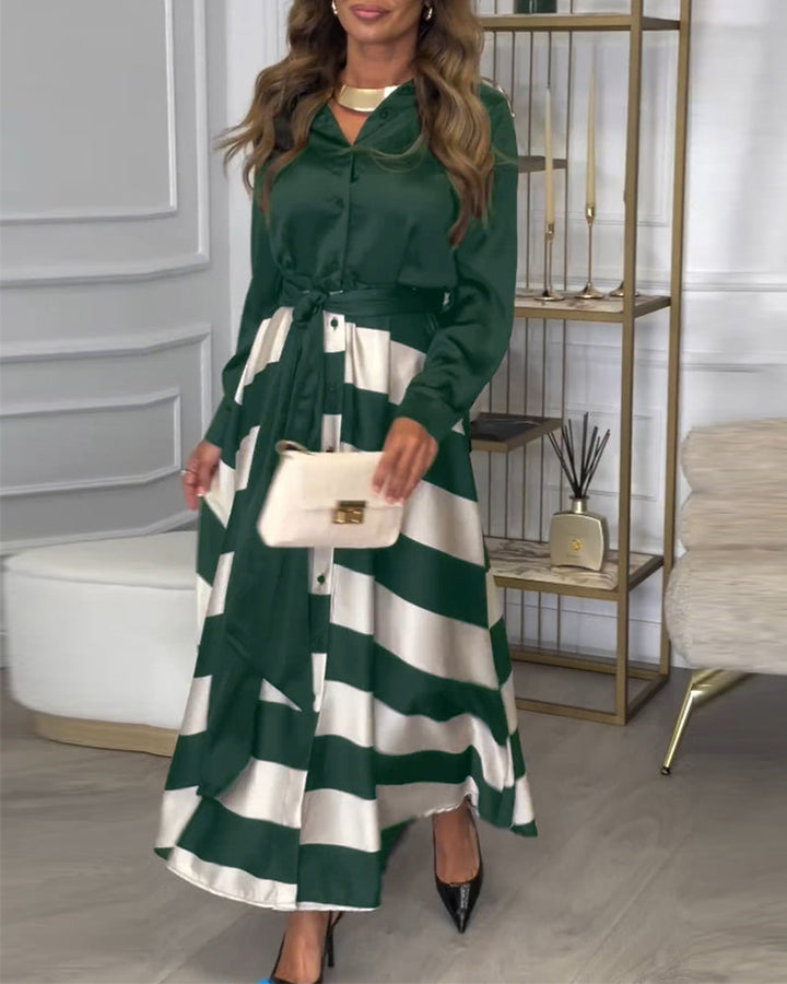 Rochie | Elegant Striped Maxi Dress