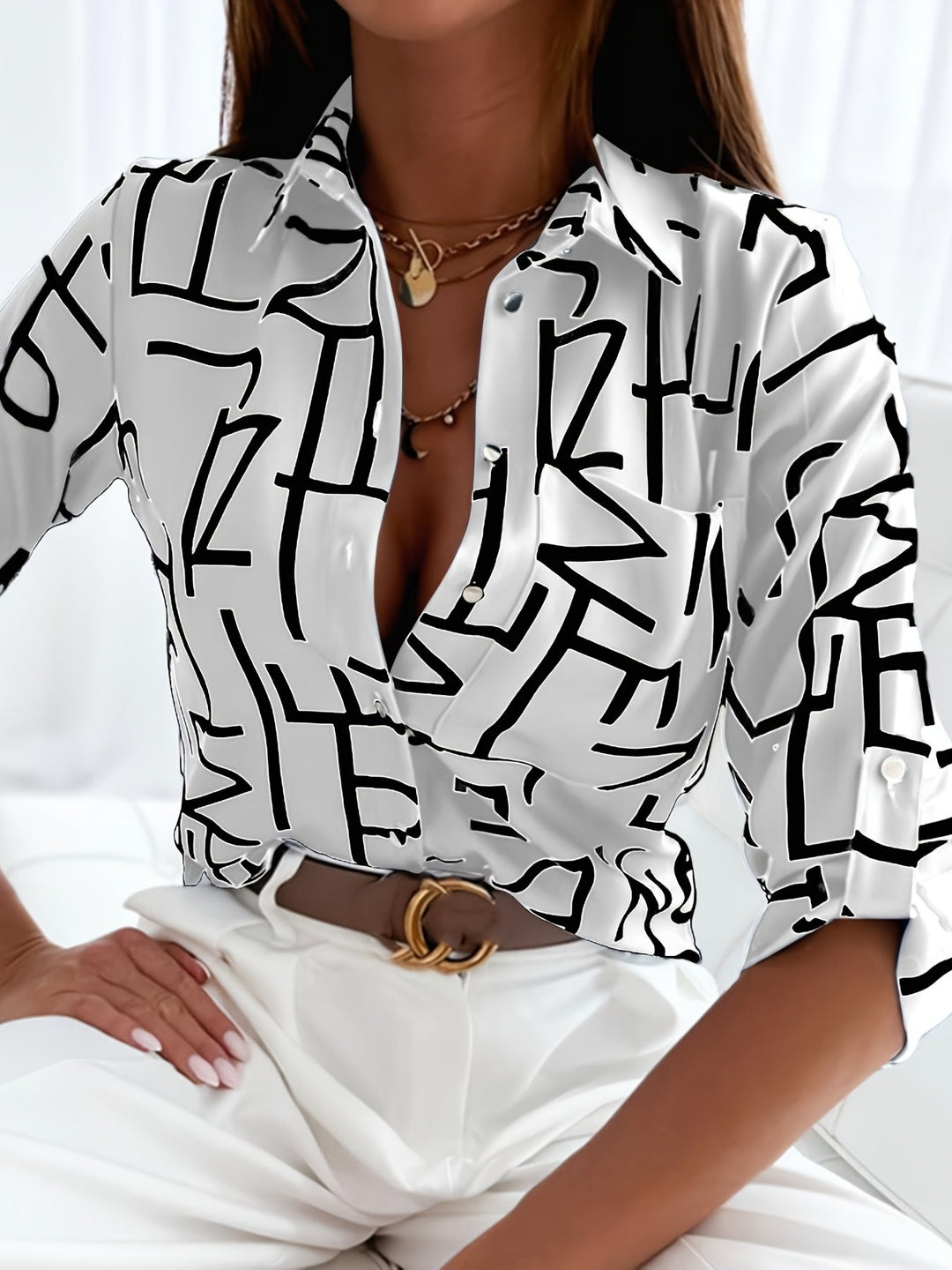 Cessie | Long Sleeve V-Neck Blouse