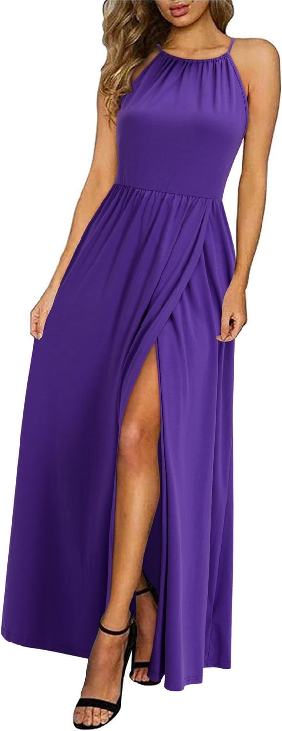 Amara | Halter Maxi Dress with Slit