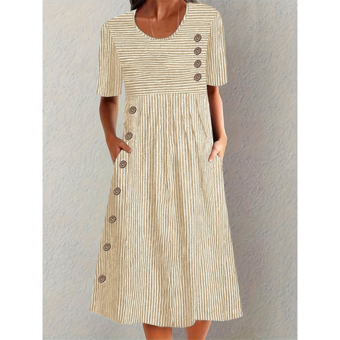 Aubrey™ | Elegant Striped Summer Midi Dress