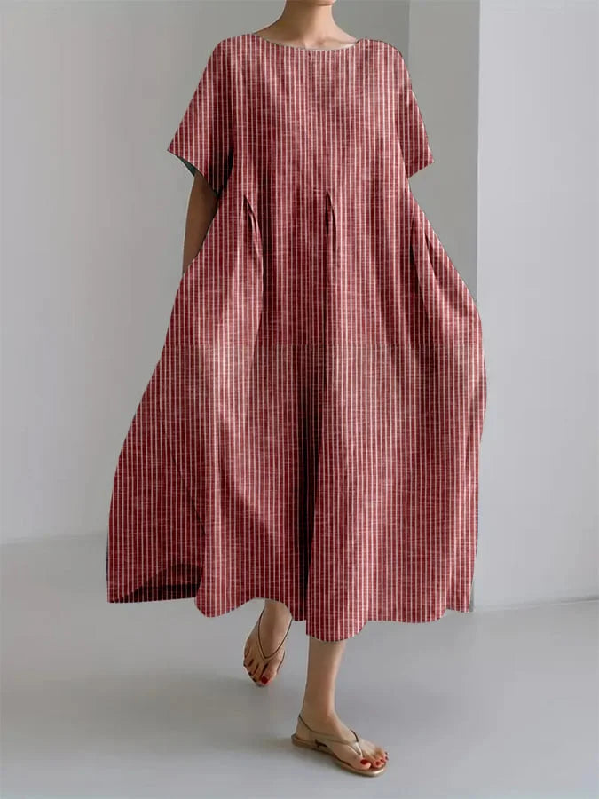 Isabella's Flow Dress – Effortless Elegance with Bold Striped Art