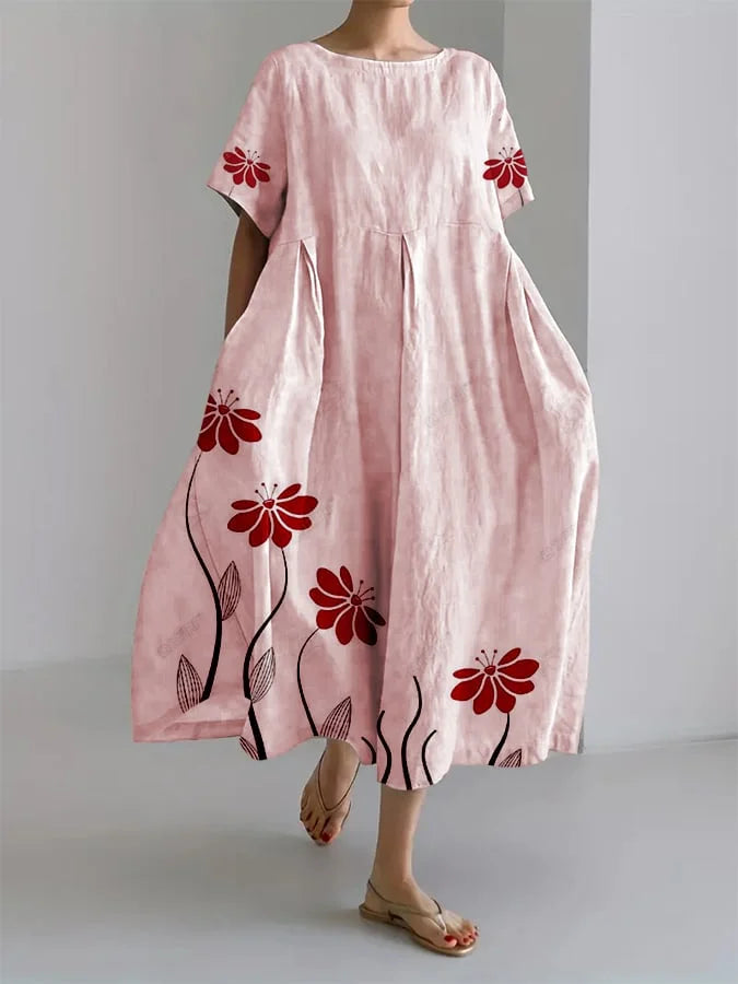 Jacey's Flow Dress – Effortless Elegance with Bold Floral Art