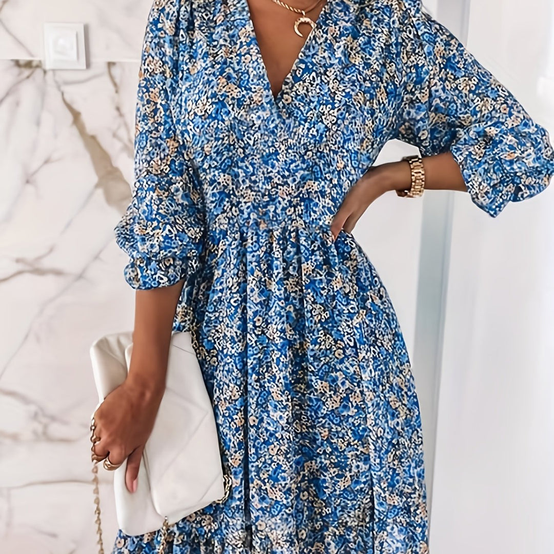 Annelise™ | Elastic Waist Floral Dress