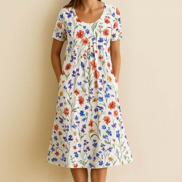 Celeste™ | Elegant Floral V-Neck Midi Dress