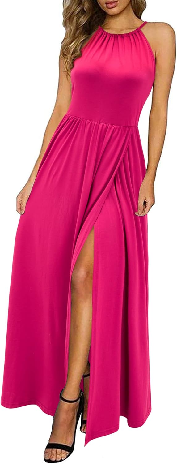 Amara | Halter Maxi Dress with Slit