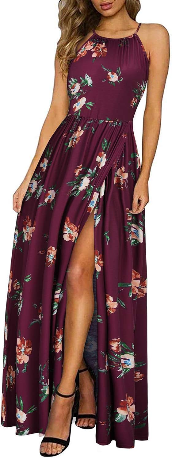 Amara | Halter Maxi Dress with Slit