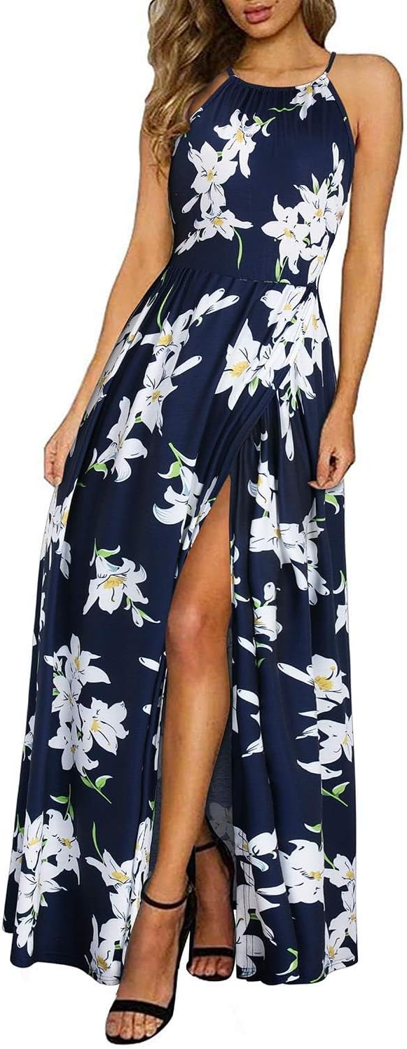 Amara | Halter Maxi Dress with Slit