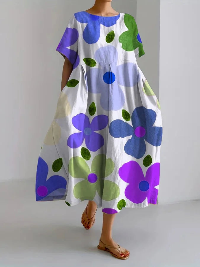 Zoey's Flow Dress – Effortless Elegance with Bold Floral Art