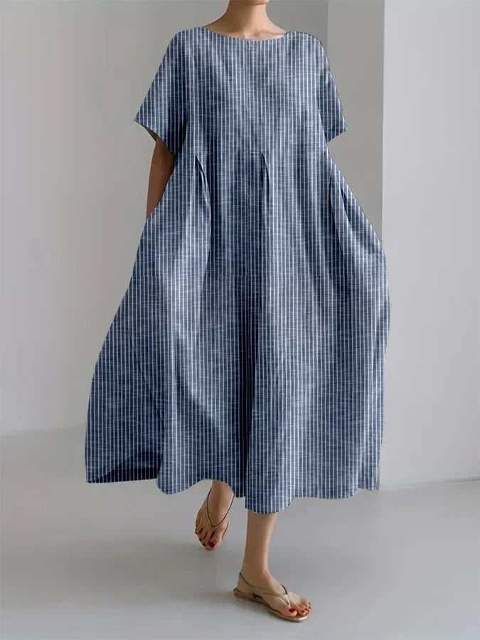 Isabella's Flow Dress – Effortless Elegance with Bold Striped Art