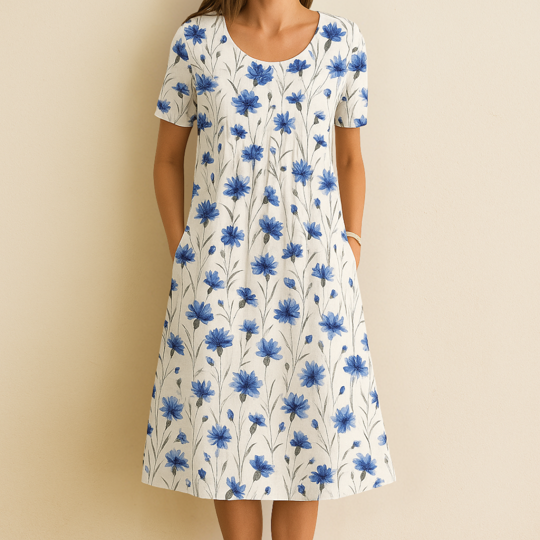 Celeste™ | Elegant Floral V-Neck Midi Dress