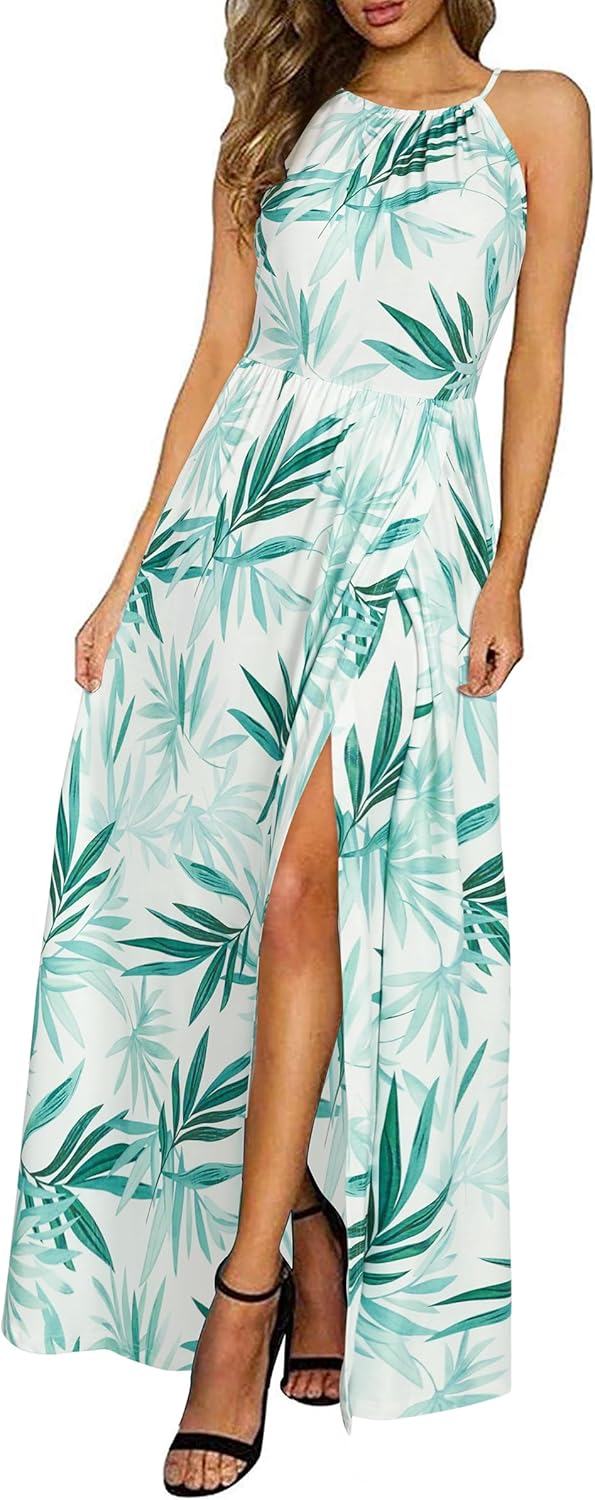 Amara | Halter Maxi Dress with Slit