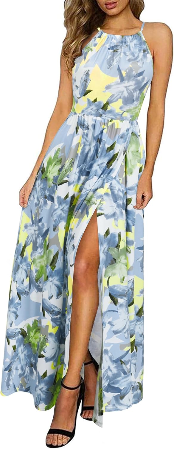 Amara | Halter Maxi Dress with Slit