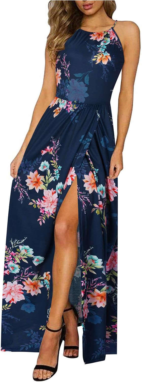Amara | Halter Maxi Dress with Slit