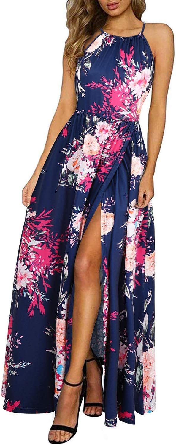Amara | Halter Maxi Dress with Slit