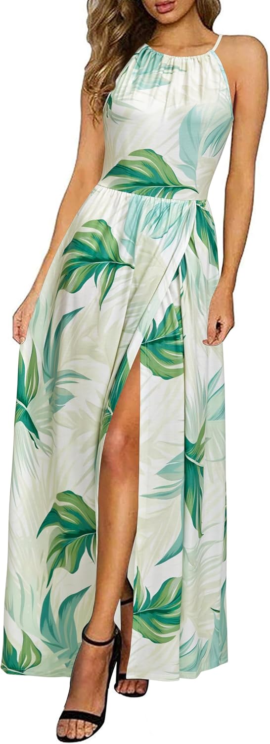 Amara | Halter Maxi Dress with Slit
