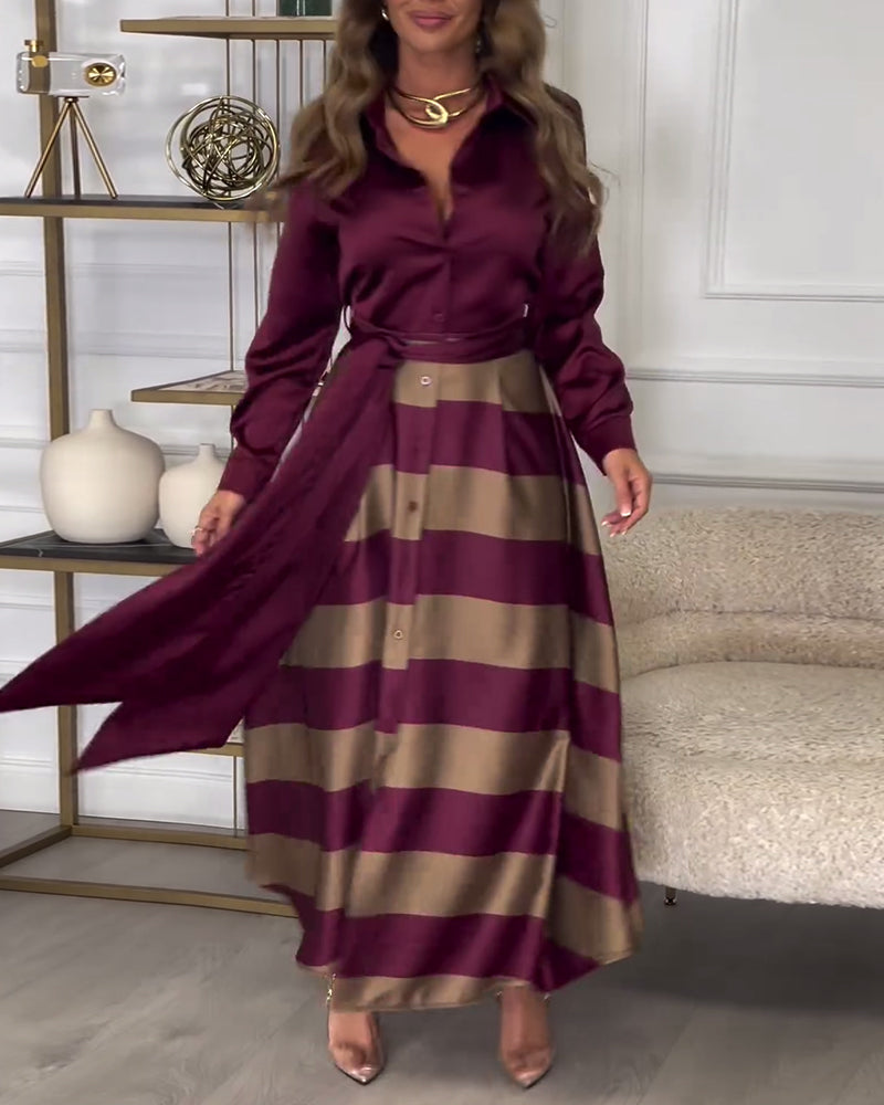 Rochie | Elegant Striped Maxi Dress