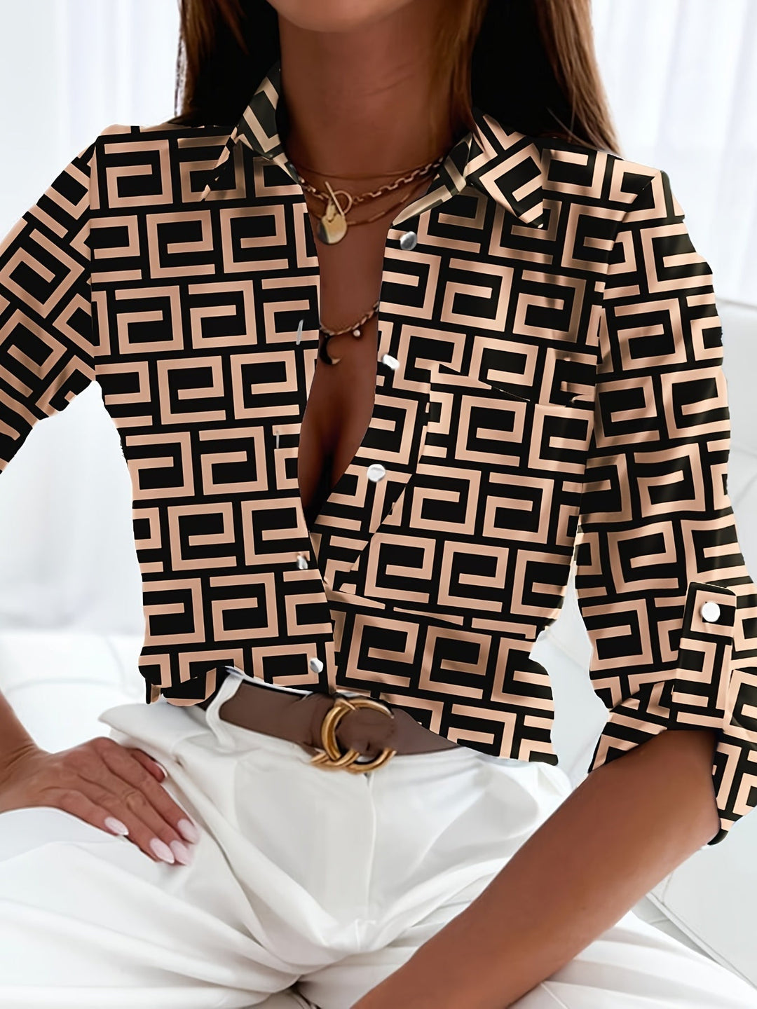 Cessie | Long Sleeve V-Neck Blouse