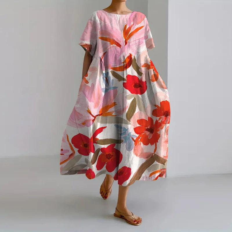 Lucy's Flow Dress – Effortless Elegance with Bold Floral Art