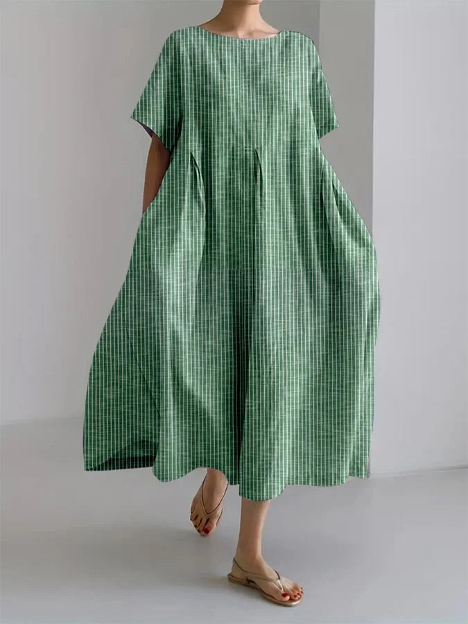 Isabella's Flow Dress – Effortless Elegance with Bold Striped Art