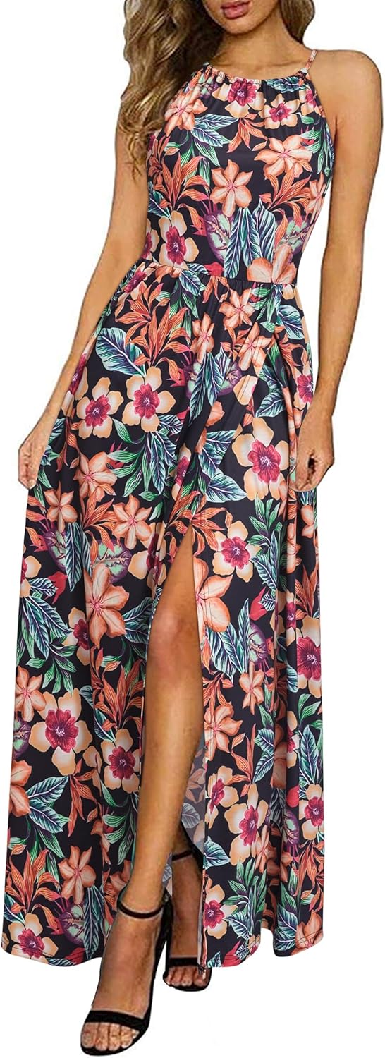 Amara | Halter Maxi Dress with Slit