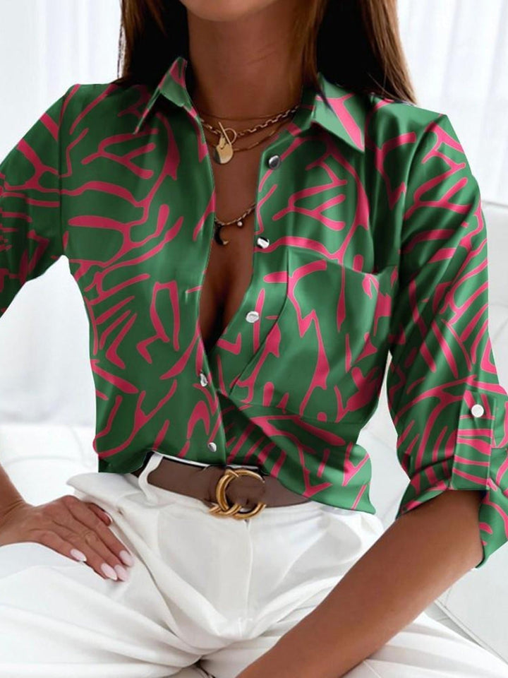 Cessie | Long Sleeve V-Neck Blouse