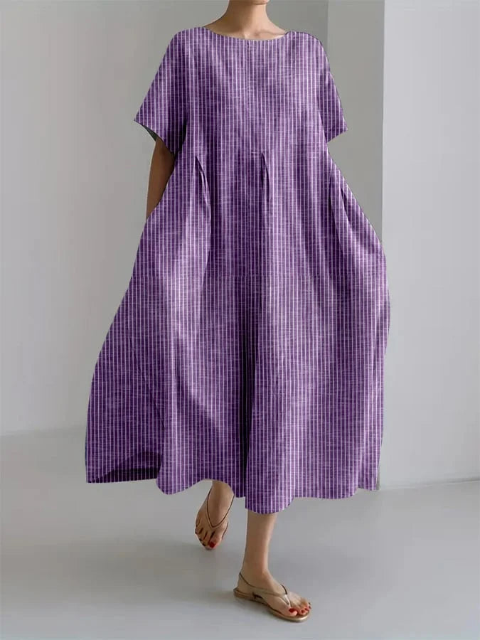 Isabella's Flow Dress – Effortless Elegance with Bold Striped Art