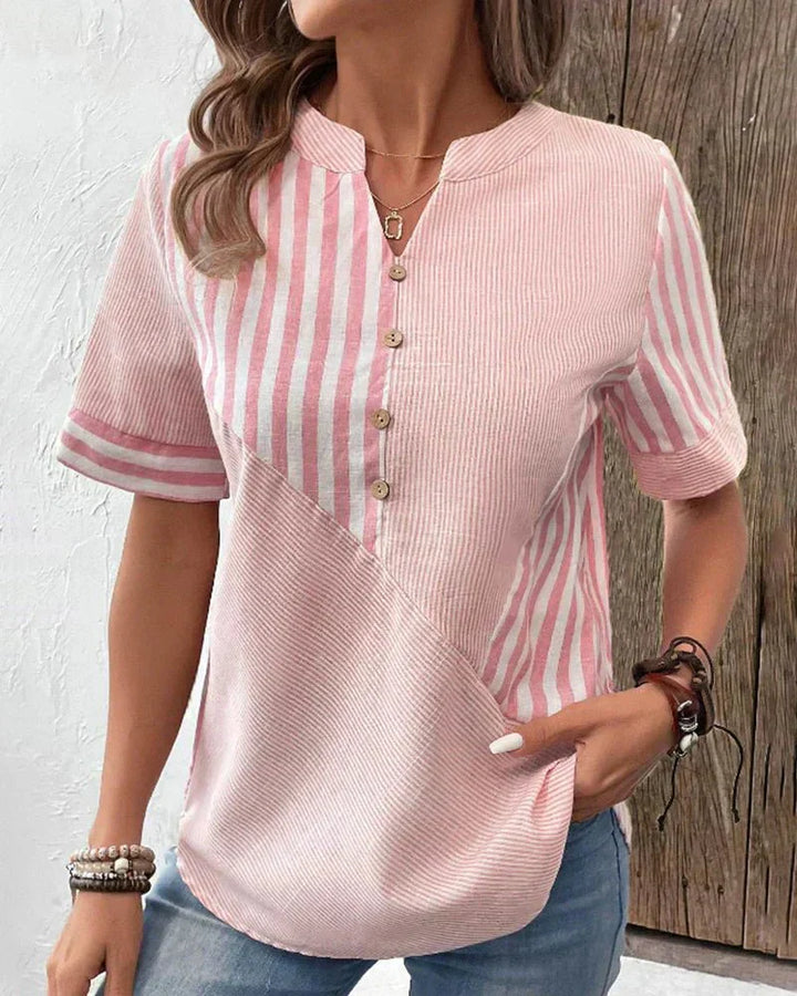 Jazzlyn | Striped Button-Up Blouse