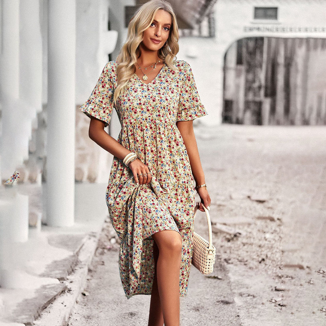 Alira™ | Elegant Floral Midi Dress