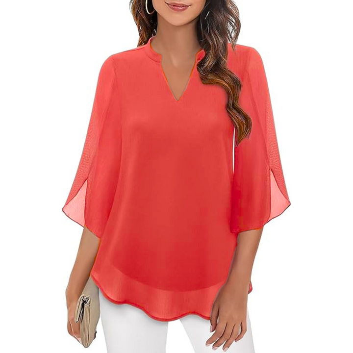 Grace | Elegant Chiffon Bell-Sleeve Blouse
