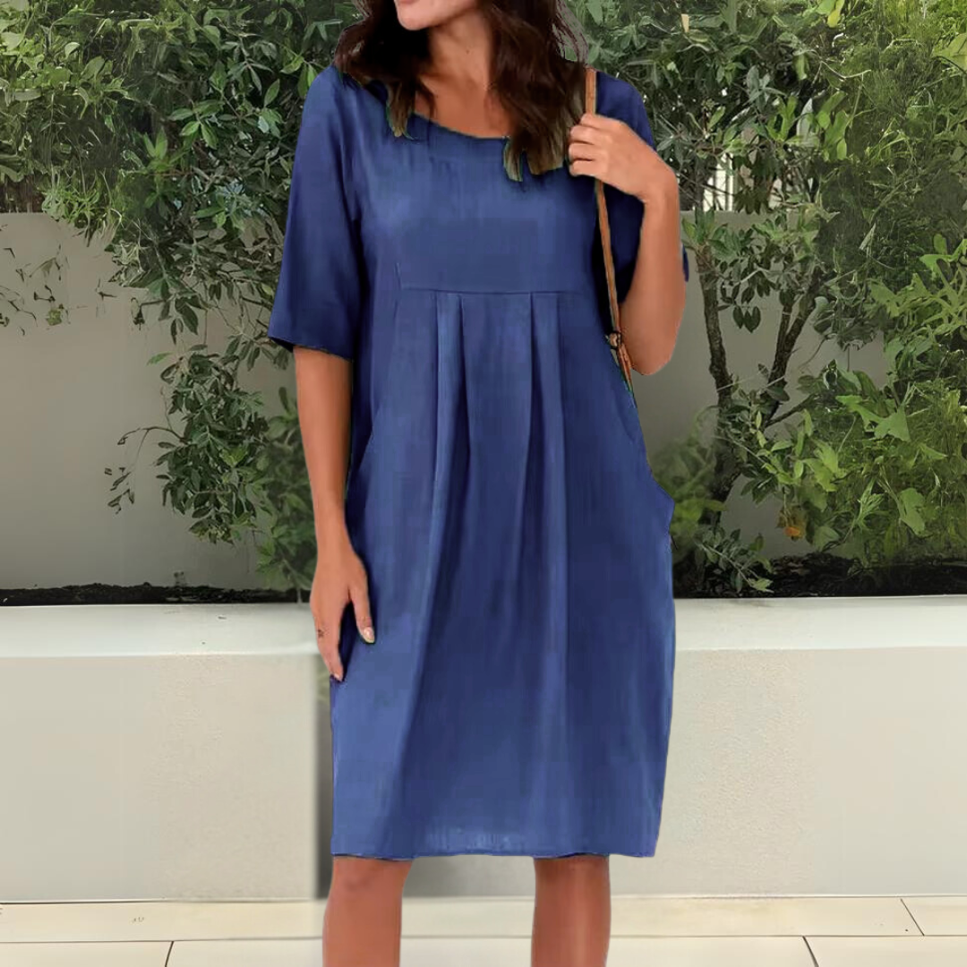Sophia™ - Loose Cotton Dress With Pocket